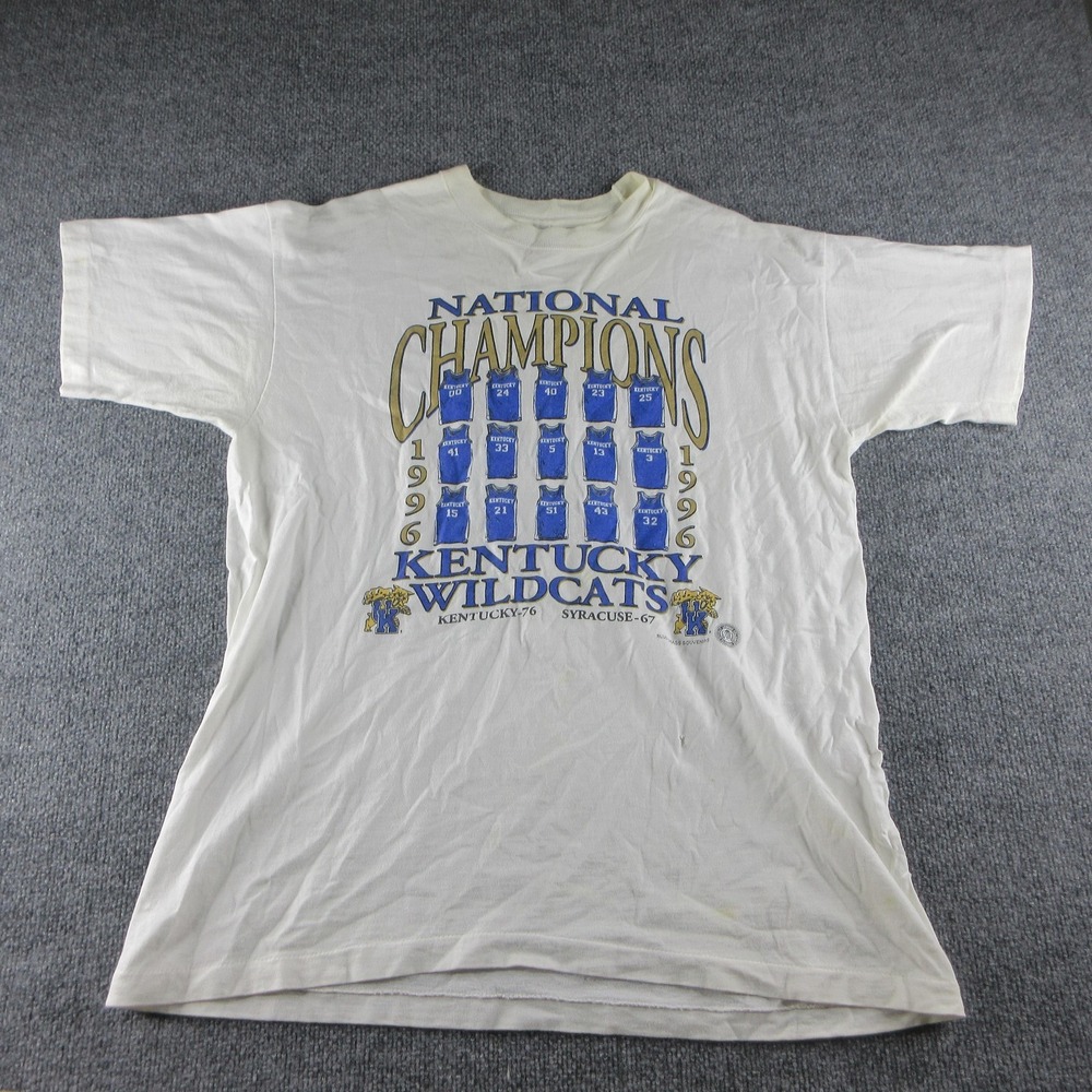 Vintage Kentucky Wildcats Shirt Mens XL White NCAA Basketball 1996 Champs‎ Tee